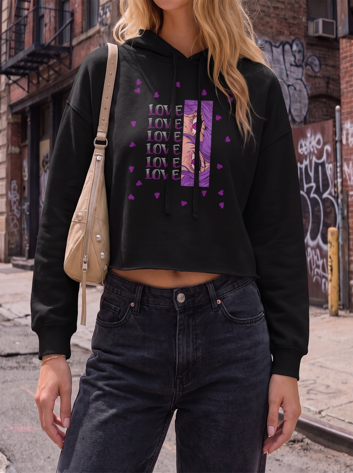 Love Overload Crop Hoodie
